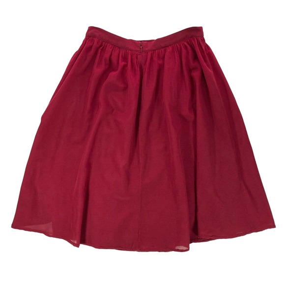 Ann Taylor Size 4 Petites 4P Skirt Women's Linen Lined Maroon Red A-line 24"L - Picture 6 of 12